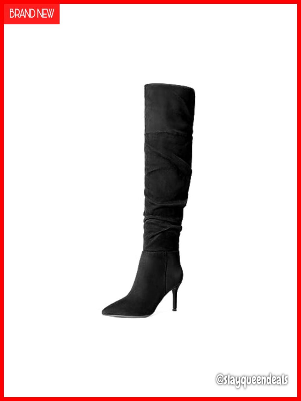 Women's Over The Knee Stiletto Heel Boots Faux Suede Slouch Pointed Toe